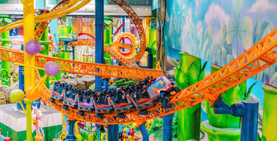 Roller coaster ride at Berjaya Times Square Theme Park, Kuala Lumpur.