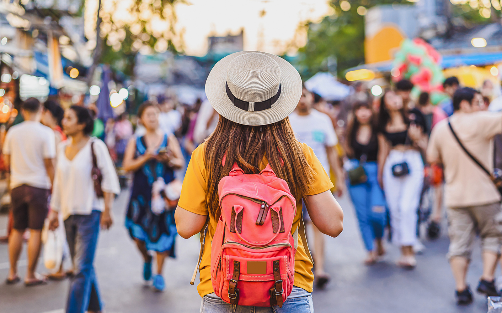 A tourist walking and exploring Bangkok