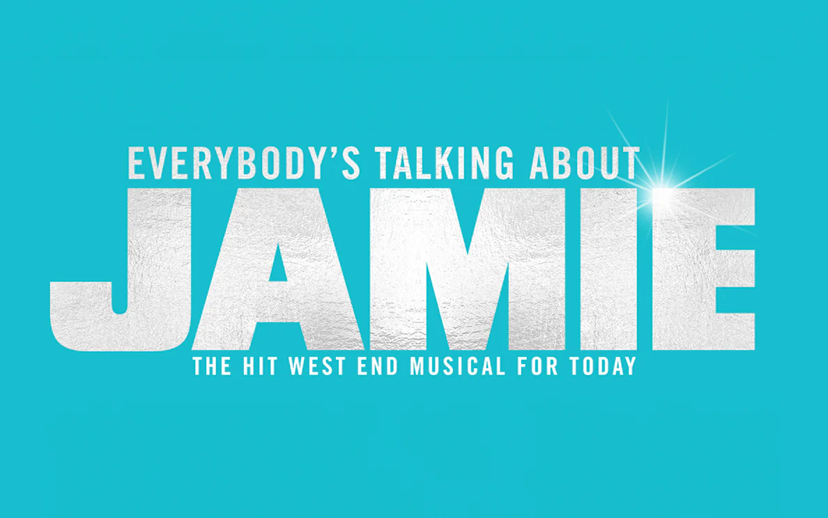 Everybody's Talking About Jamie musical logo on blue background