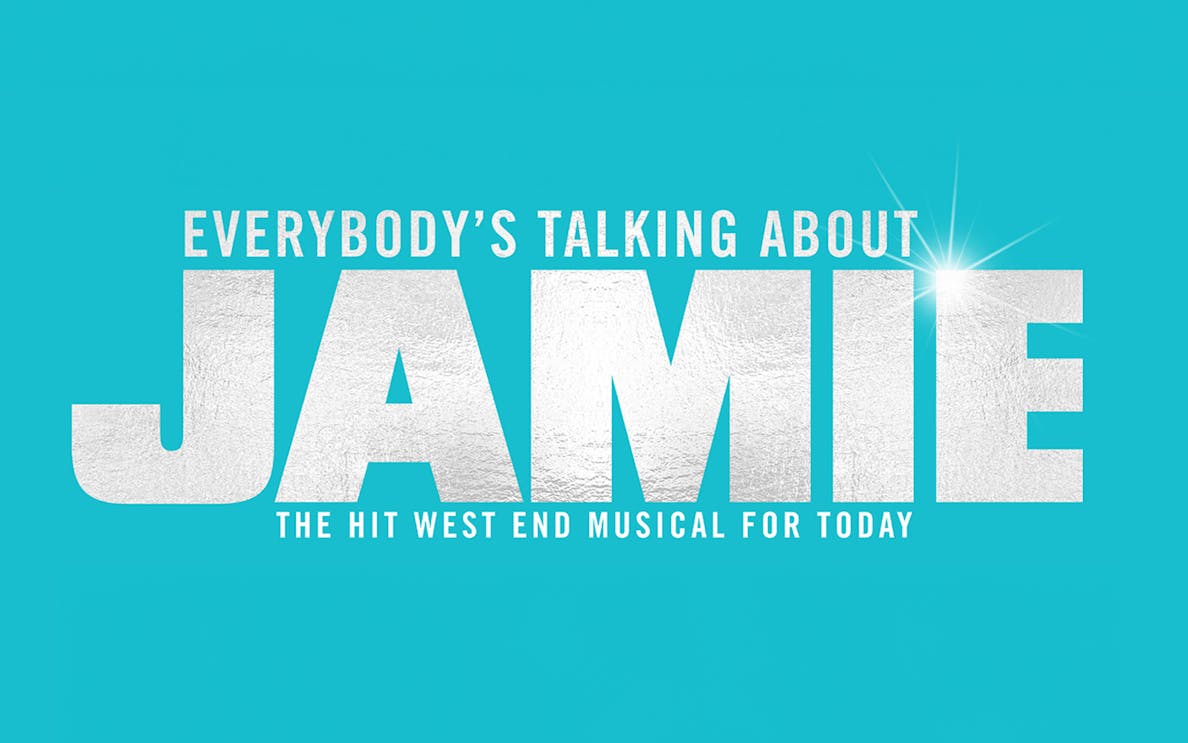 Everybody's Talking About Jamie musical logo on blue background