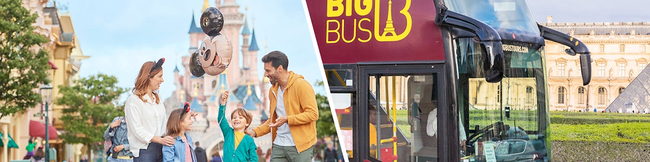 Offerta combinata: Biglietti Disneyland® Paris validi per 1 giorno + Tour di Parigi in autobus Hop-on Hop-off