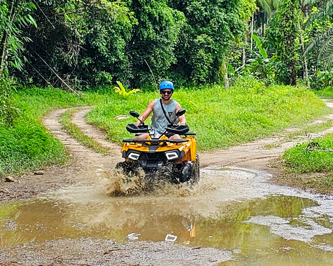 From Phuket: Private Khao Lak Day Trip with Bamboo Rafting, ATV Ride and Lunch