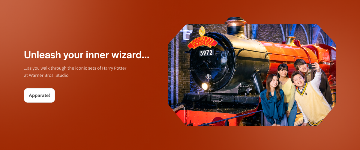 Hogwarts Express with visitors at Warner Bros. Studio, Tokyo, Japan.