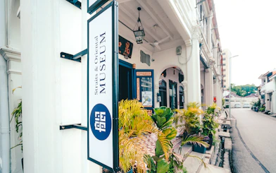 Straits and Oriental Museum entrance with street view in Penang.