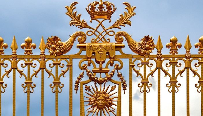 Versailles Palace Ornate gold metal fence detail
