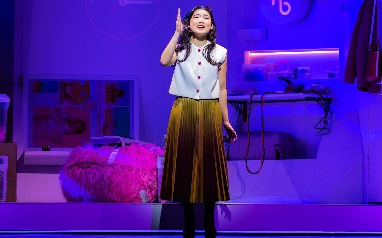 Performer on stage during Maybe Happy Ending Broadway show.