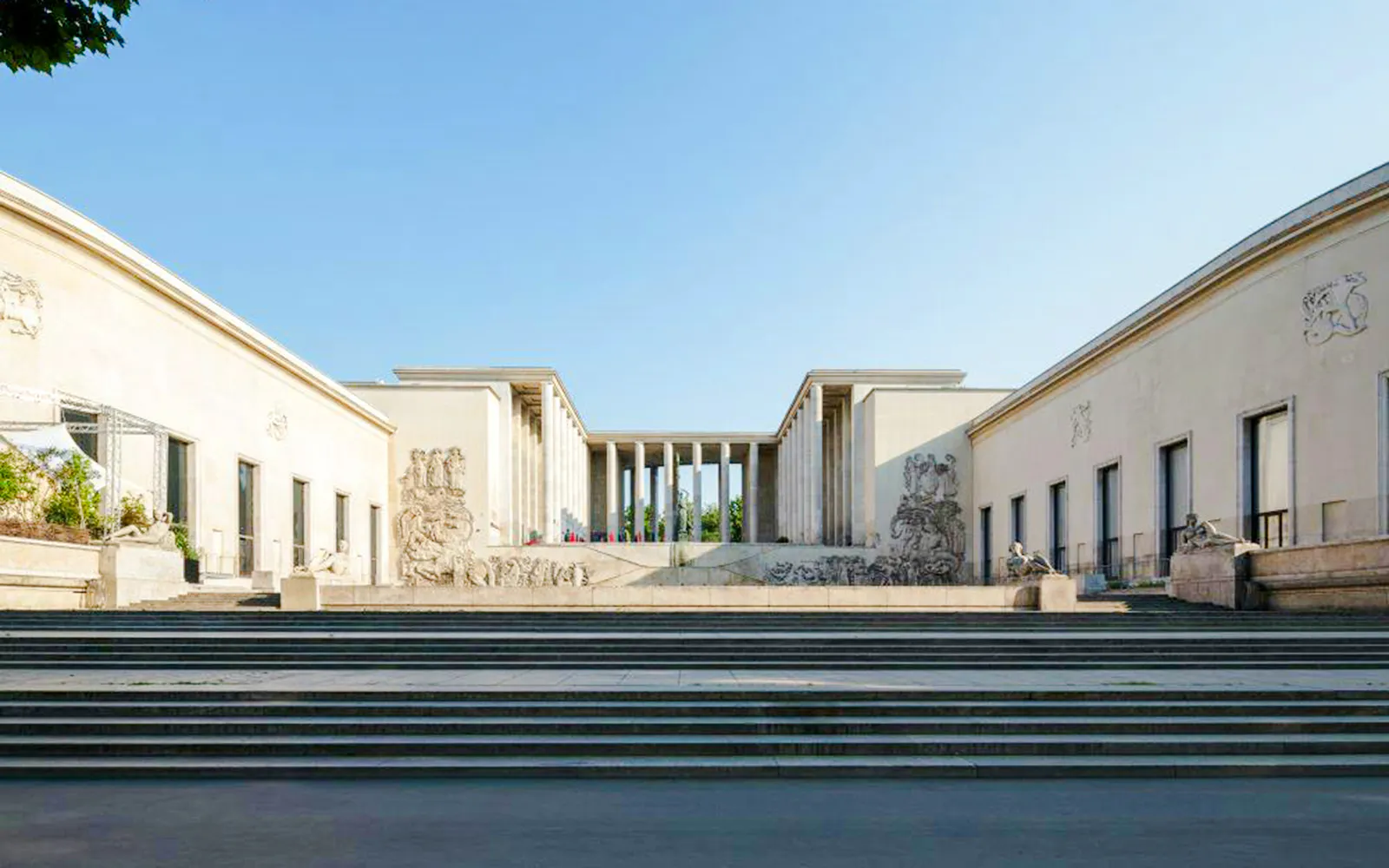 Palais de Tokyo entrance with neoclassical architecture in Paris, France.