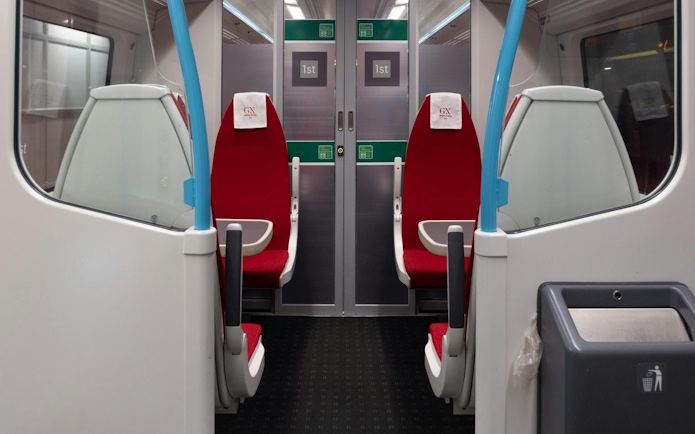 First-class train seats on Gatwick Airport (LGW) Anytime Day Train.