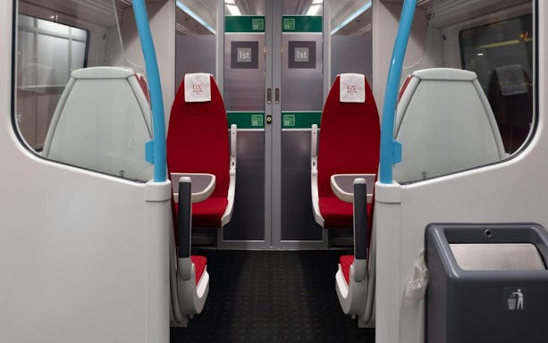 First-class train seats on Gatwick Airport (LGW) Anytime Day Train.