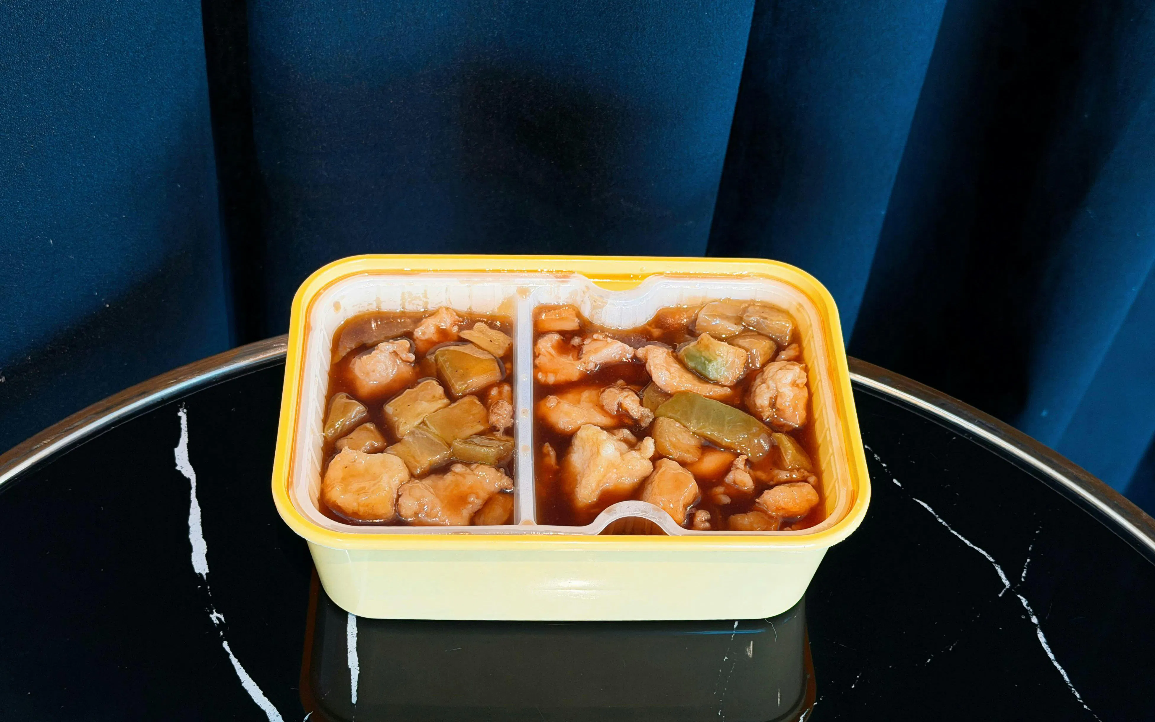 Meal served at Barcelo Lounge Beijing Capital International Airport in a divided container.