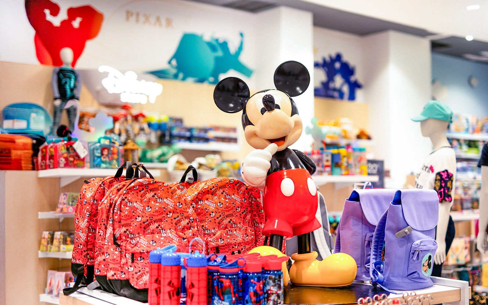 Mickey Mouse merchandise display at Disneyland Park souvenir store, California.