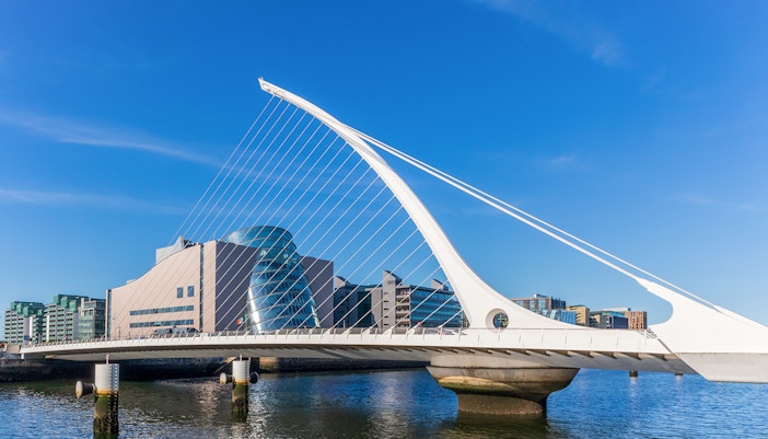 Samuel Beckett Bridge across the River Liffey in Dublin