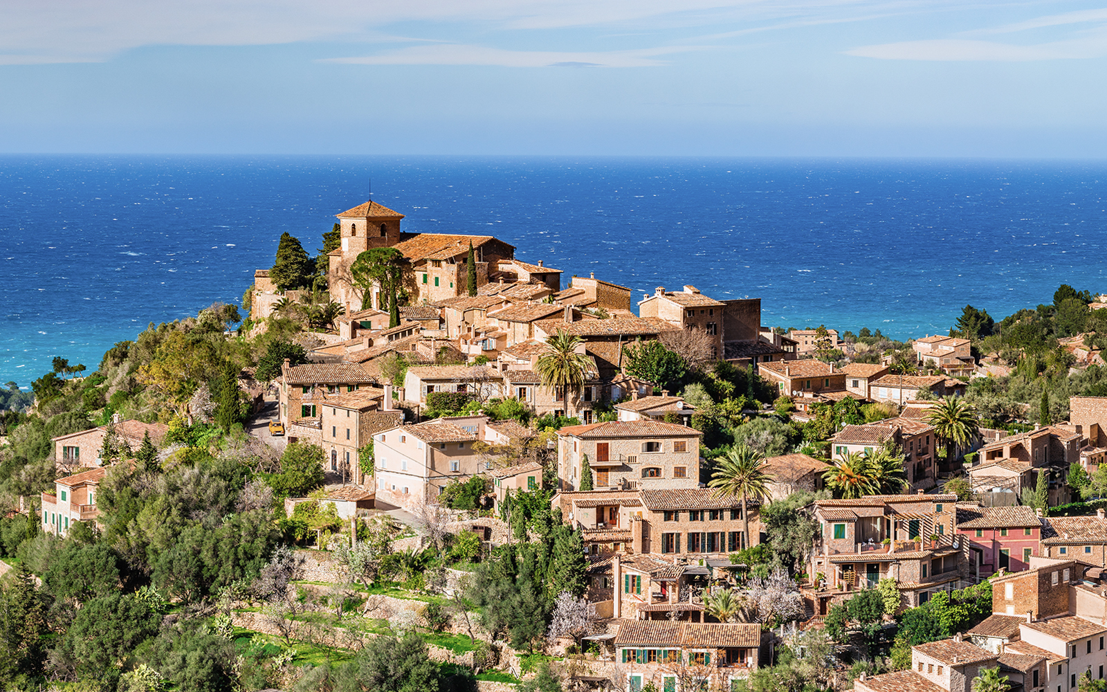 Valldemossa village with Mediterranean Sea view on Valldemossa and Soller tour.