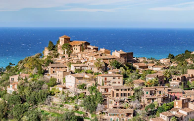 Valldemossa village with Mediterranean Sea view on Valldemossa and Soller tour.