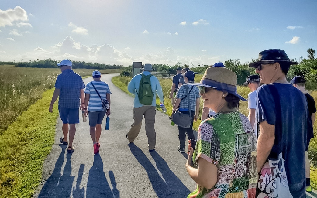 Guests on a guided nature walk in Everglades National Park.