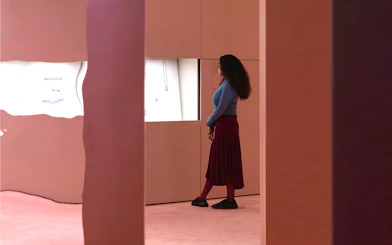 Visitor viewing Cartier exhibit at National Gallery Victoria during NGV Friday Nights.