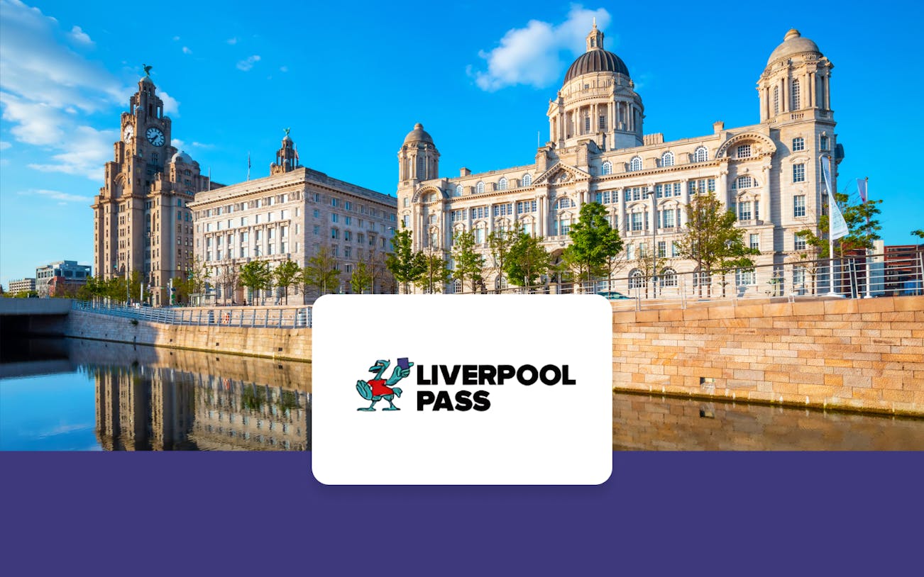 Liverpool Pier Head with Royal Liver Building and waterfront.