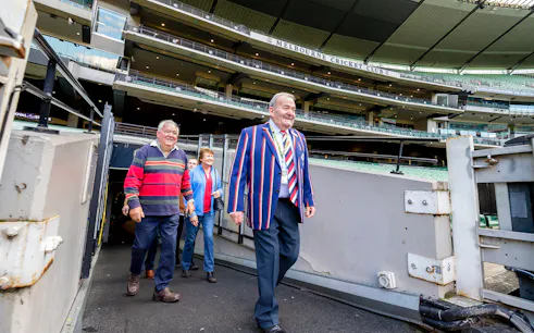 Visitors on a guided sports walk at Melbourne Cricket Ground.