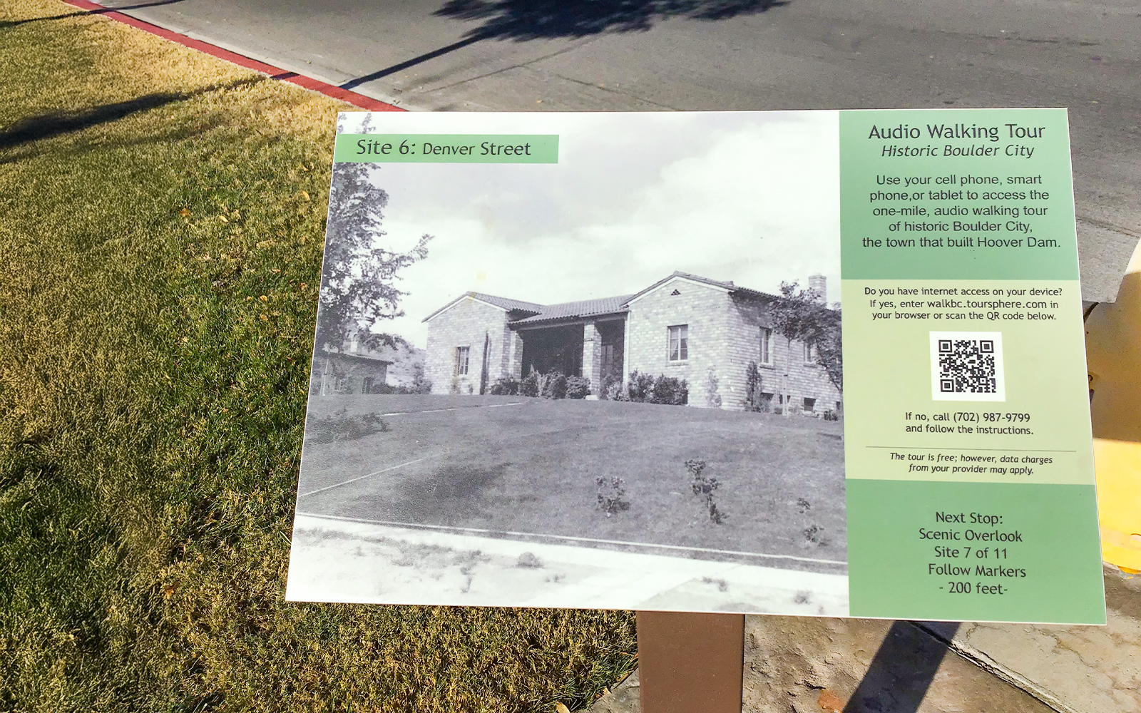 Denver Street information board for Boulder City audio walking tour.