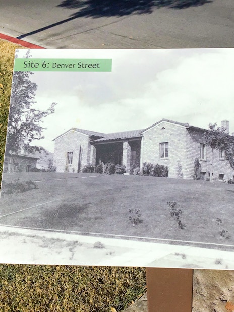 Denver Street information board for Boulder City audio walking tour.