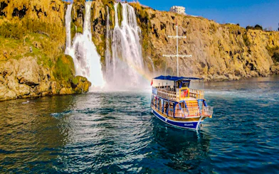 Antalya Coast Boat Cruise to Duden Waterfalls and Lara Beach with Lunch & Soft Drinks