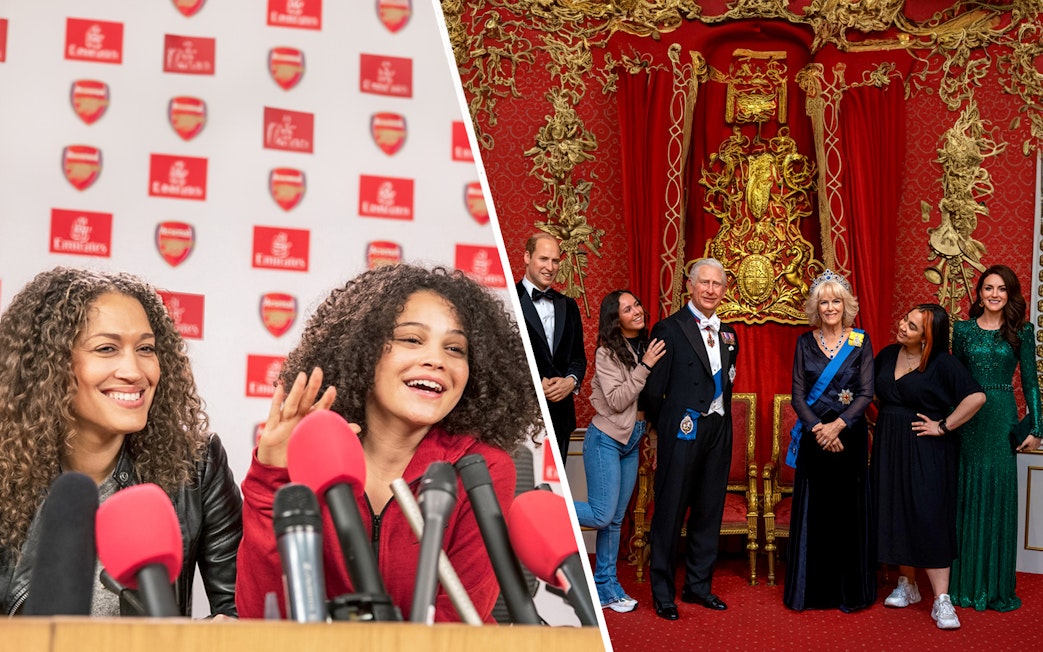 Arsenal FC press conference and Madame Tussauds London wax figures display.