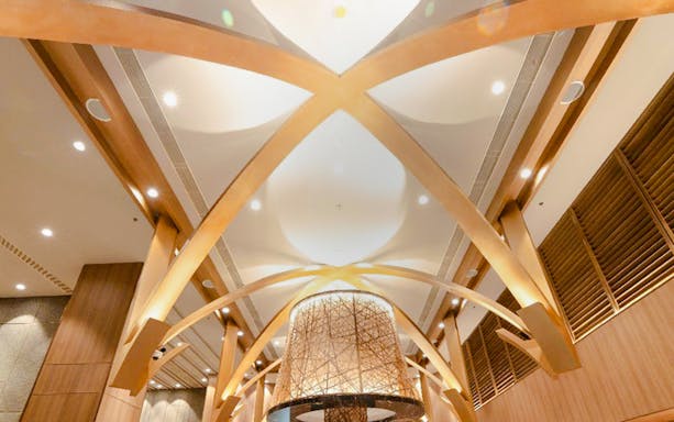 Ceiling design at Plaza Premium First lounge, Terminal 3, Jakarta Soekarno-Hatta Airport.