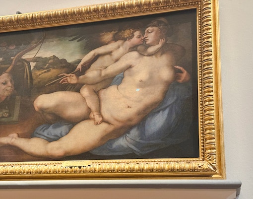 Venus and Cupid painting in Accademia Gallery, Florence.