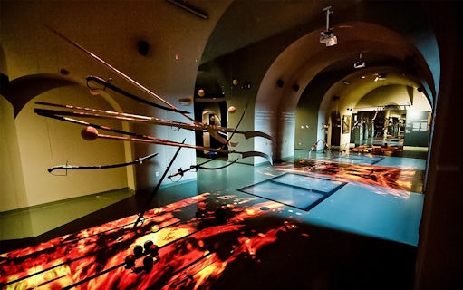 Exhibit of historical weapons inside Kościuszko Mound, Krakow.