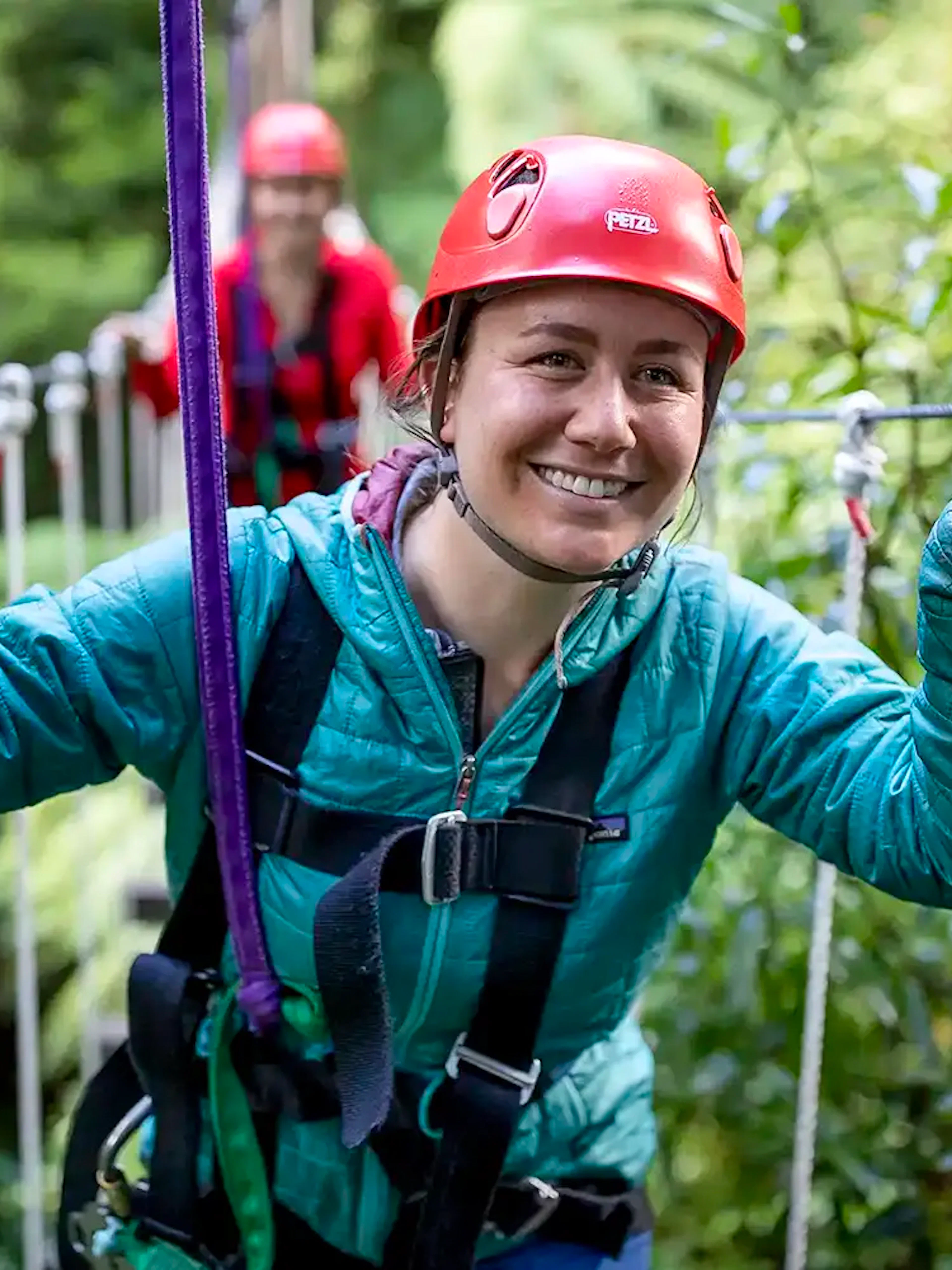 Person enjoying a zipline adventure in Rotorua Forest, New Zealand.
