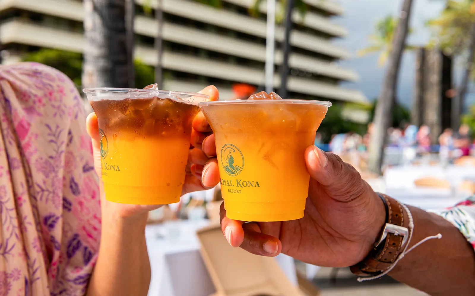 Welcome drinks at Voyagers of the Pacific Luau, Royal Kona Resort.