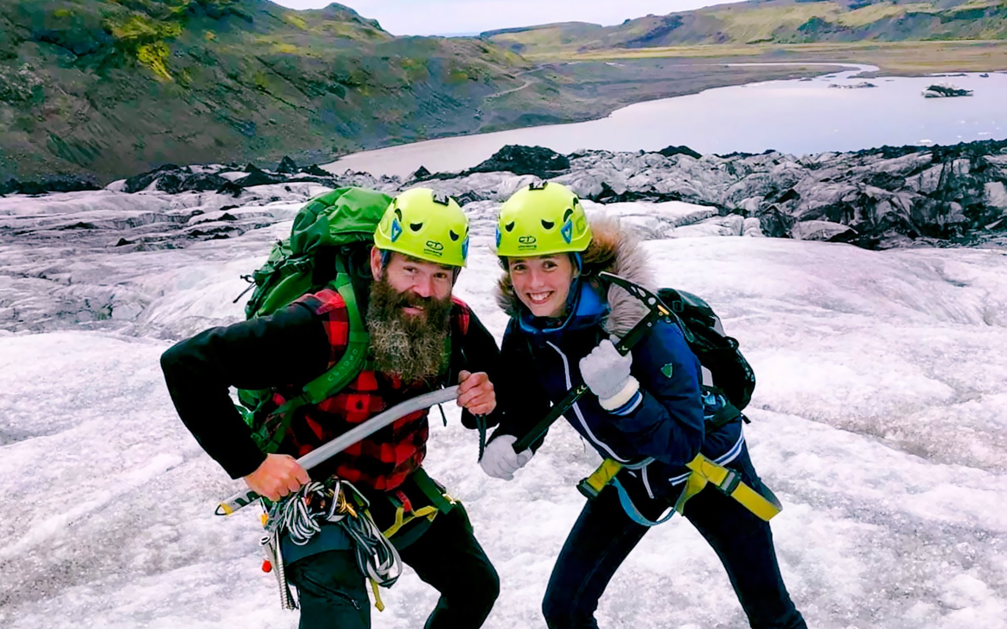 Tourists ice climbing on Sólheimajökull glacier, Reykjavik.