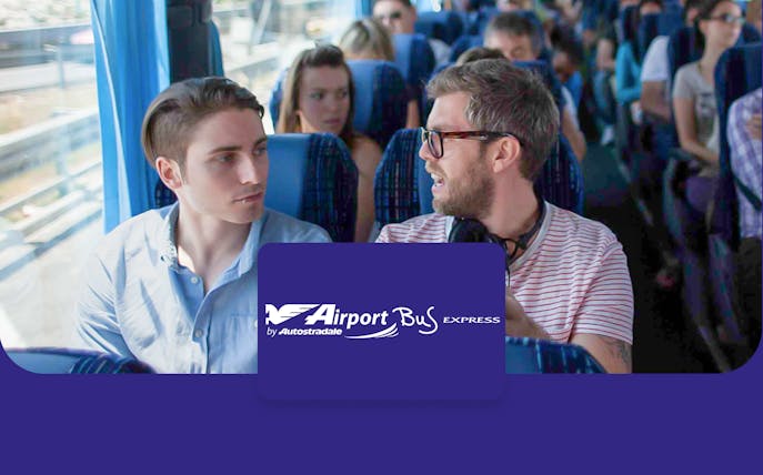 Passengers on Airport Bus Express from Malpensa Airport to Milan Central Station.