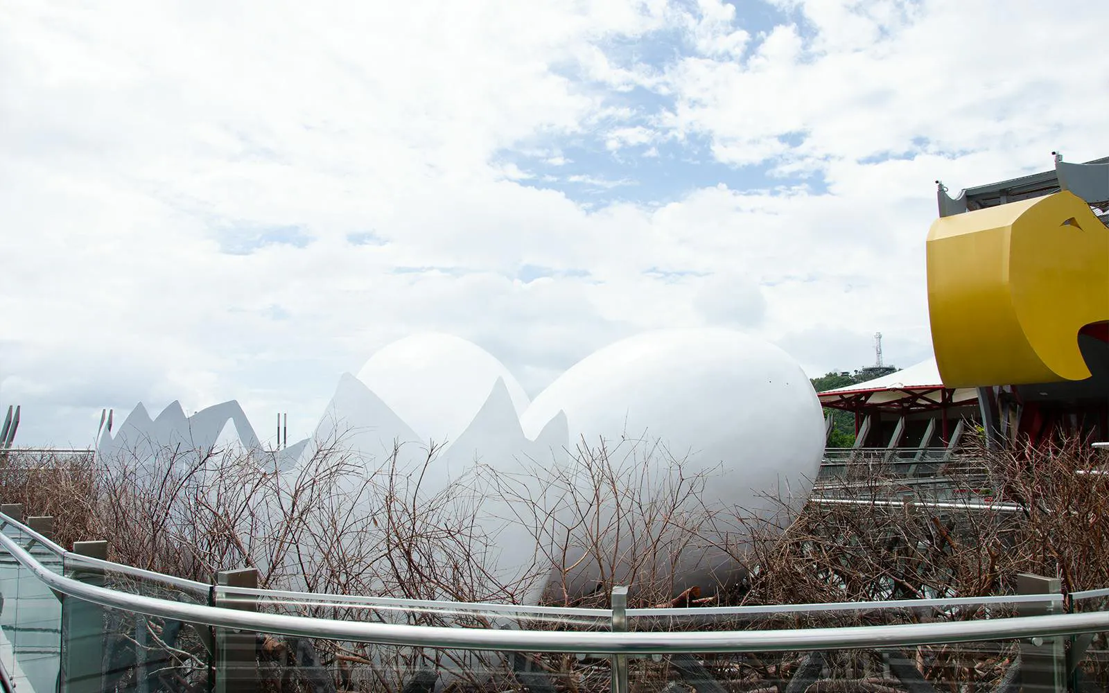 Langkawi Cable Car station with unique architecture and surrounding landscape.
