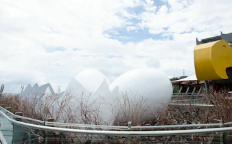Langkawi Cable Car station with unique architecture and surrounding landscape.
