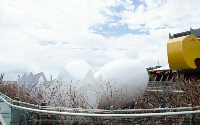 Langkawi Cable Car station with unique architecture and surrounding landscape.
