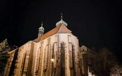 Old Town Prague church at night on Ghosts & Legends tour.