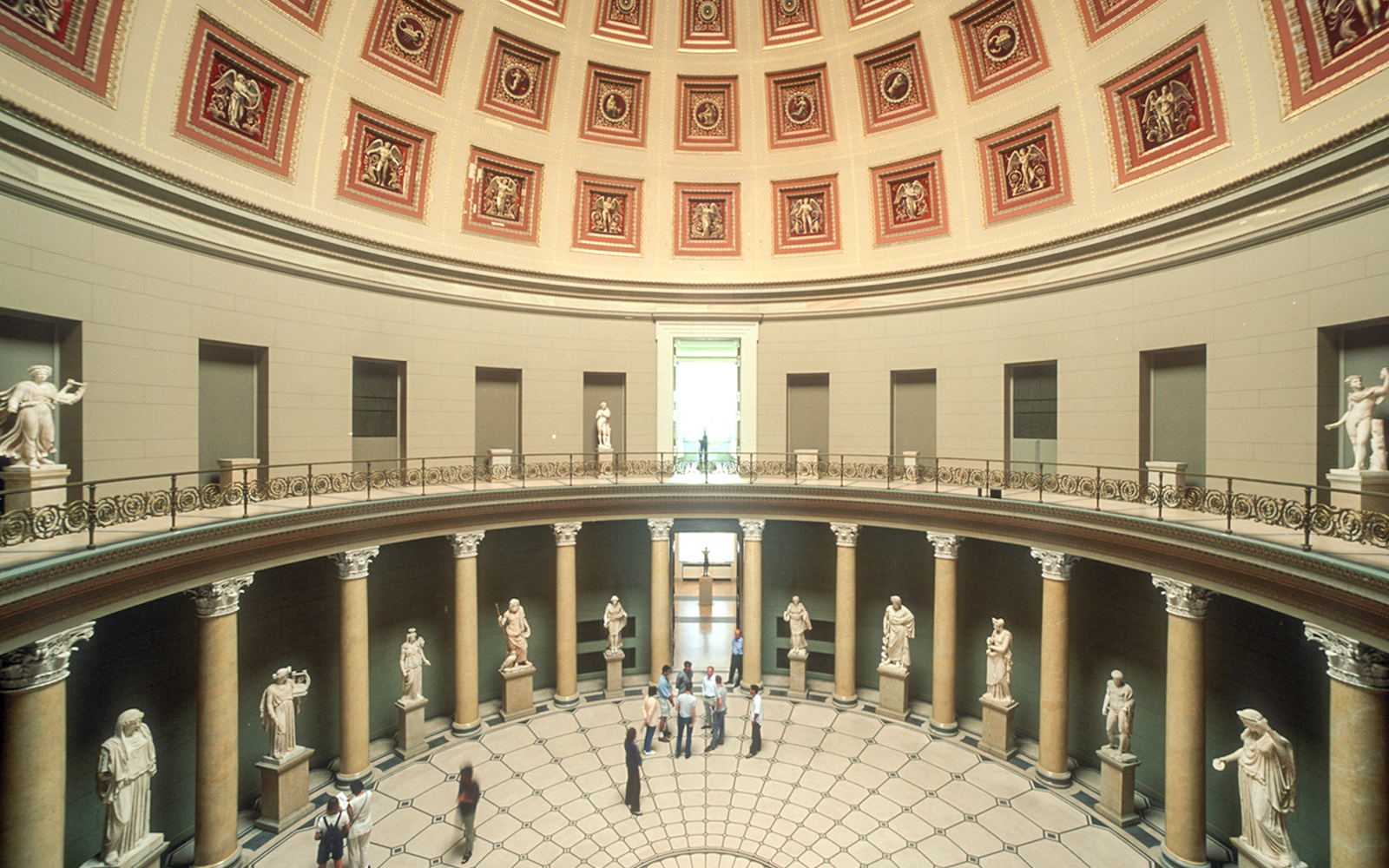 Interior of Altes Museum's rotunda with statues, Museum Island, Berlin.