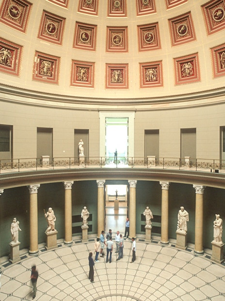 Interior of Altes Museum's rotunda with statues, Museum Island, Berlin.