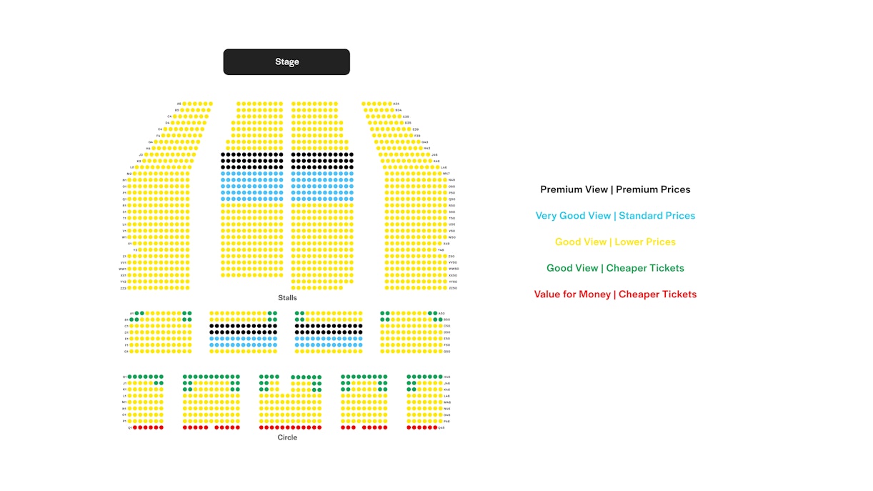 Abbildung des Sitzplans des Dominion Theatre in London