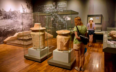 Ancient artifacts displayed at Da Nang History Museum exhibit.
