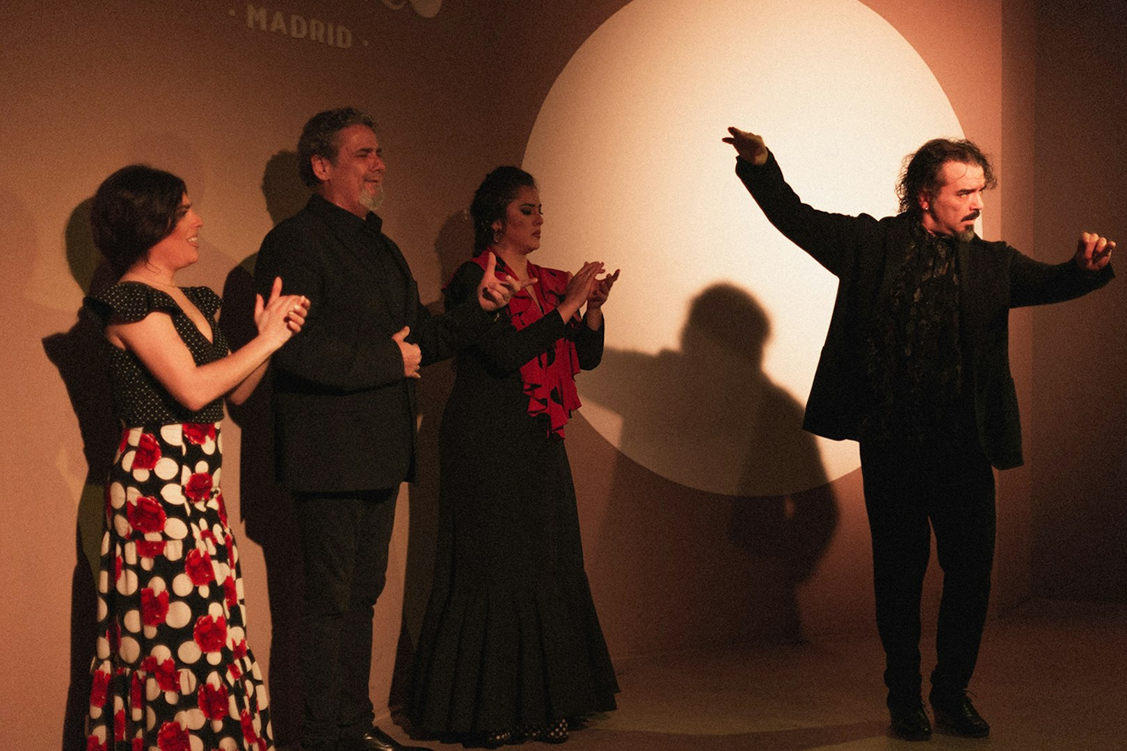 Flamenco performers on stage during Tardes de Tablao Flamenco in Madrid.
