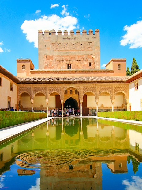 Patio of Arrayanes with reflecting pool, Nasrid Palace, Alhambra, Spain.