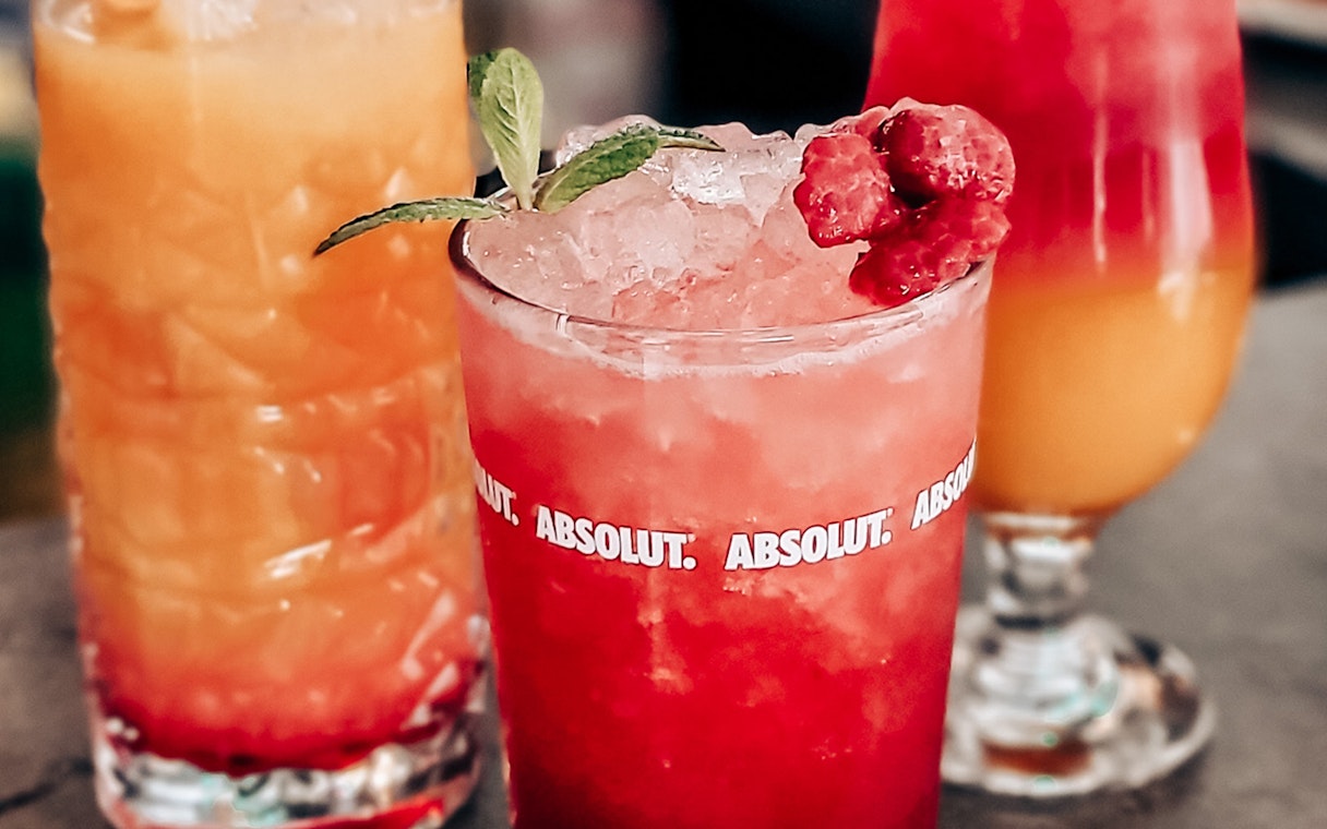 Cocktails on a table during Budapest sunset cruise on the Danube.