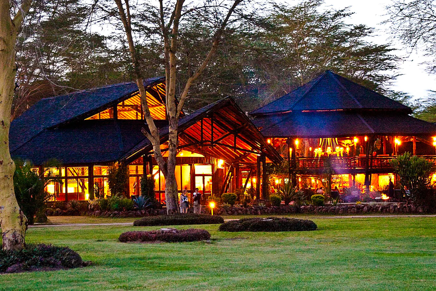 Lodge exterior at dusk on 2 Days Amboseli Express Safari, Nairobi.