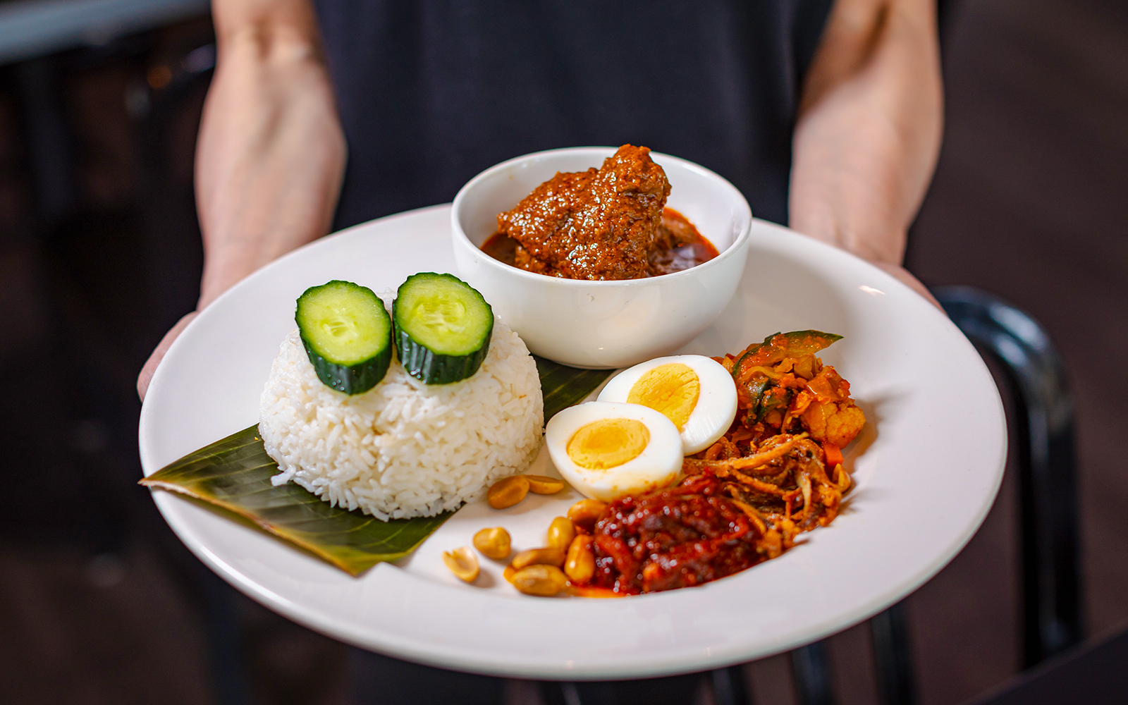 Nasi goreng dish at Orbit revolving restaurant, Kuala Lumpur, showcasing local Malaysian cuisine.