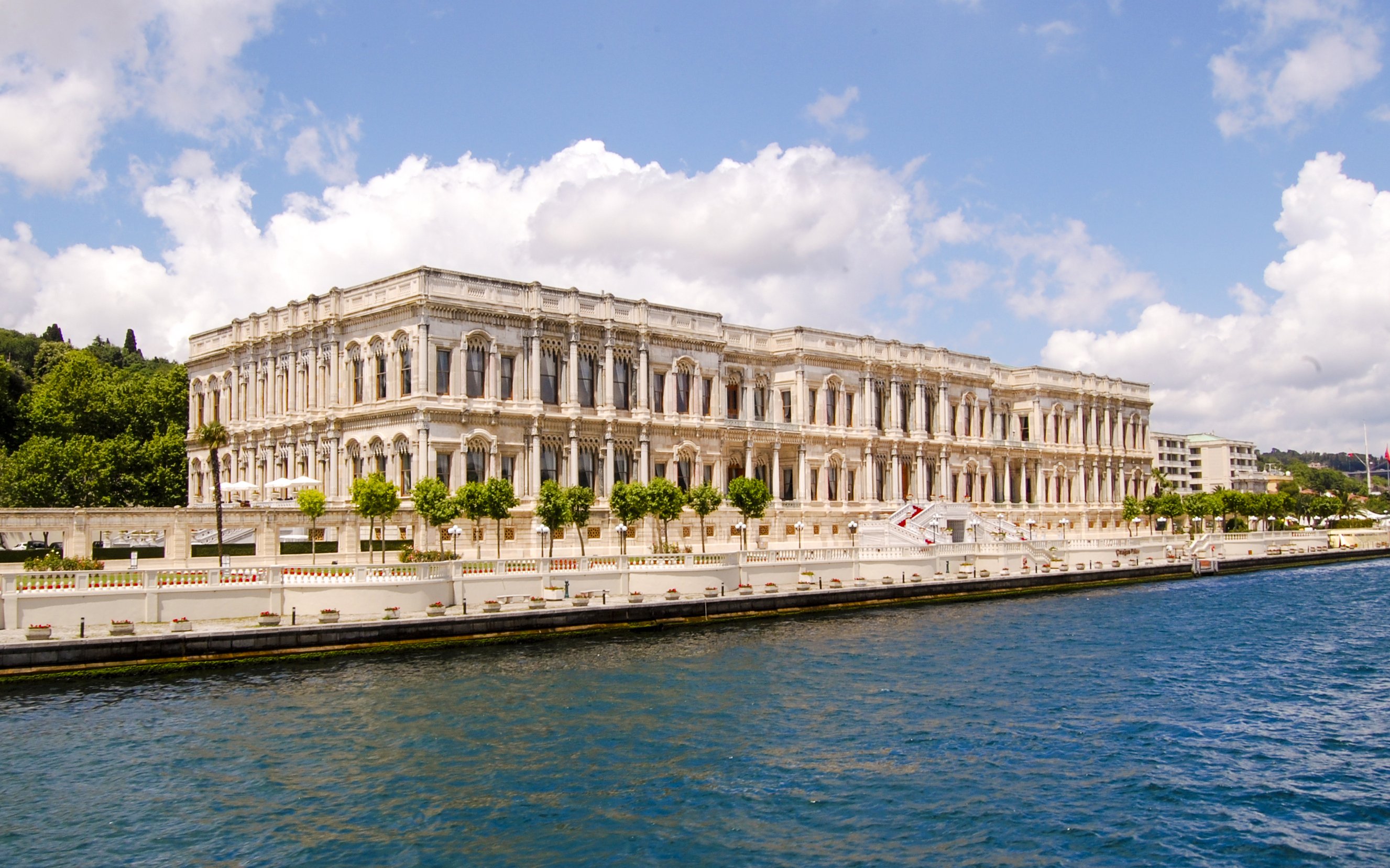 Çırağan Palace viewed from Bosphorus during a lunch cruise in Istanbul.