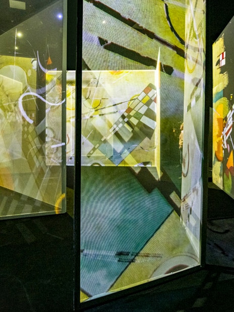 Immersive digital art display at Frameless London exhibition.