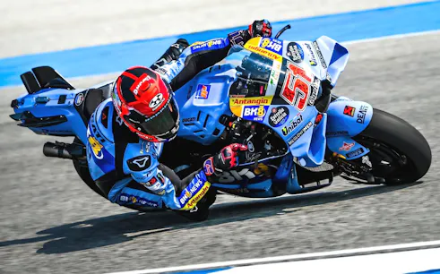 Motorcyclist racing at MotoGP Mandalika Pertamina Grand Prix of Indonesia 2026.