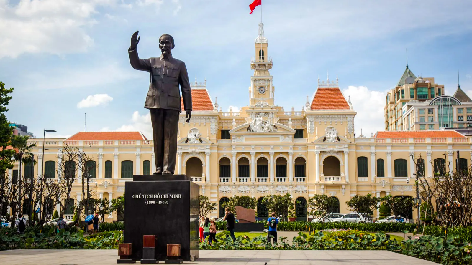 Statue of Ho Chi Minh in front of the City Hall in Ho Chi Minh City, Vietnam.